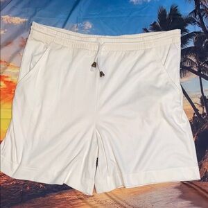 White Athletic Shorts with tie Waistband and Drawstring vintage
